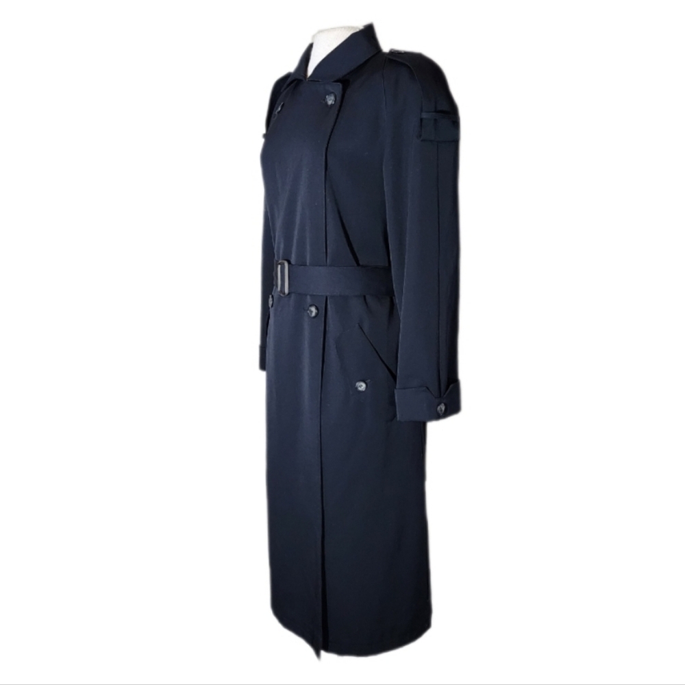Evan-Picone Coat Double Breasted 100% Wool Trench Black Size L - Picture 9 of 16